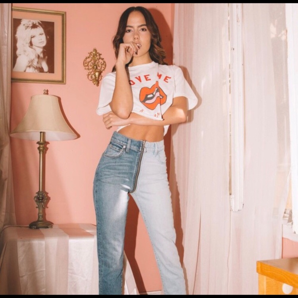 Revice yin and yang zipper jeans